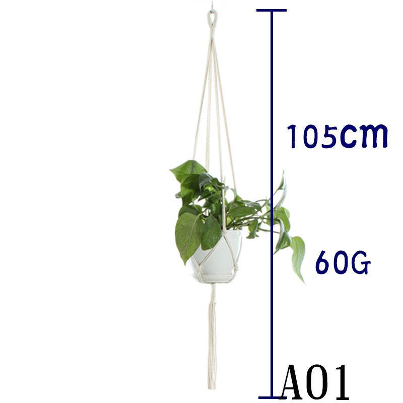 Flower Pot Net Bag Beige Cotton Rope Indoor Plant Hanger Hanging Basket Sling - Holy Mango Store