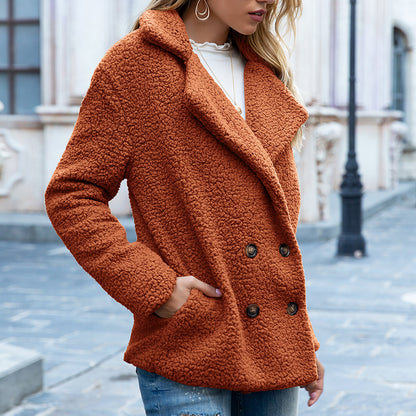 Fluffy Lapel Button Coat – Cozy Winter Outwear for Women