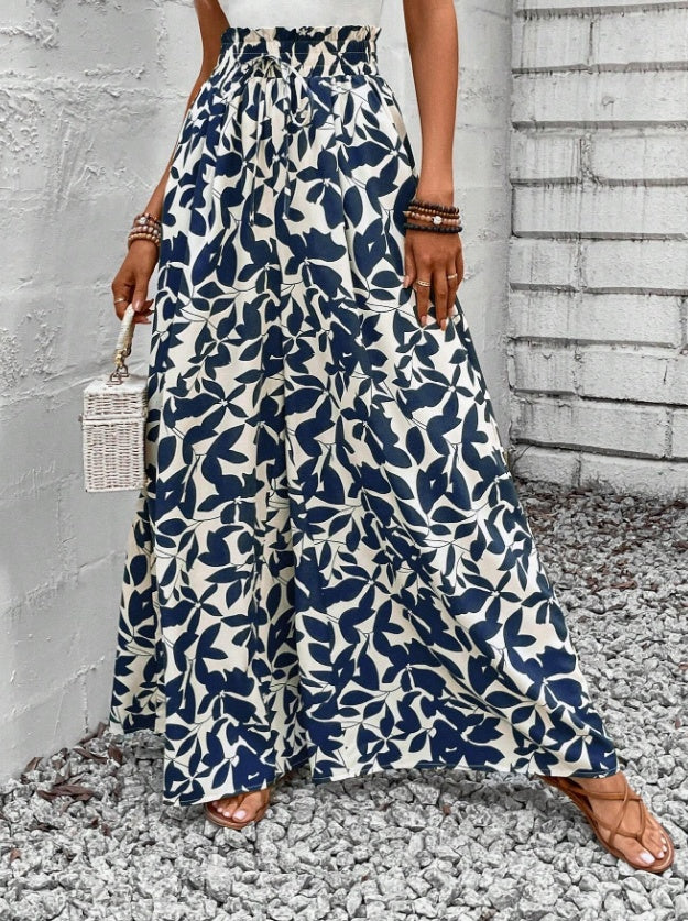 Women's Boho High Waist Wide Leg Floral Pants
