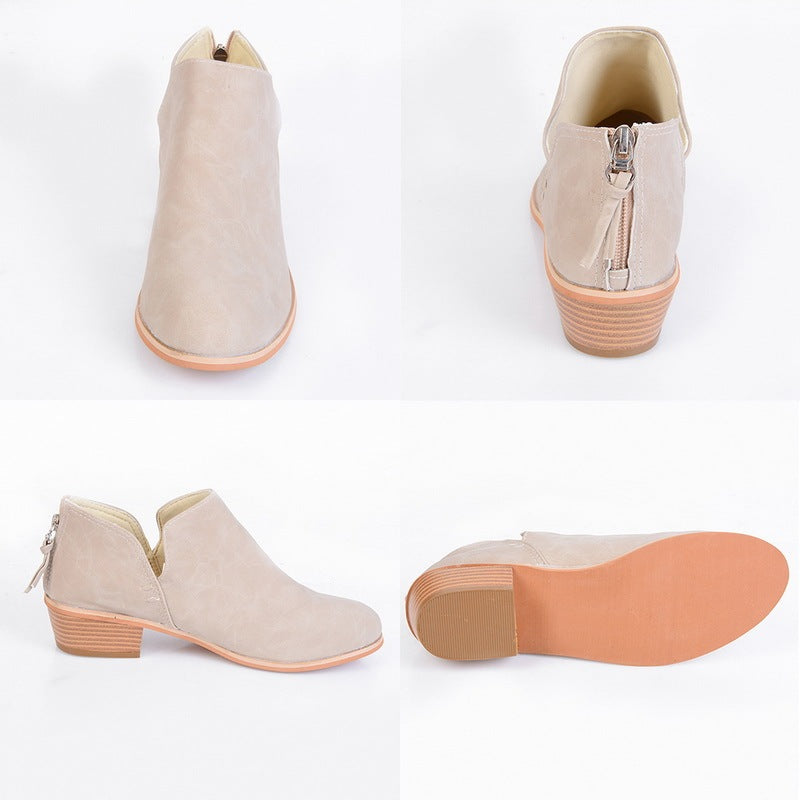 Retro Women’s Ankle Boots – Chunky Heel Fall Fashion Footwear