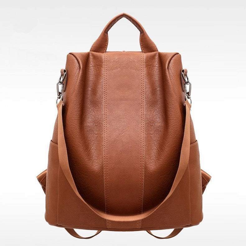 Urban Classic Women’s Solid Color Backpack – Large Capacity Leather Bag