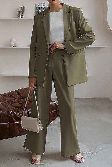 Women's Fashion Casual Solid Color Coat Trousers Suit - Holy Mango Store