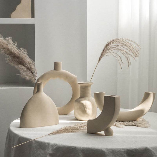 Simplicity Ceramic Vase Dry Flower Arrangement Home Decoration Ornament Living Room Display Art Vases - Holy Mango Store