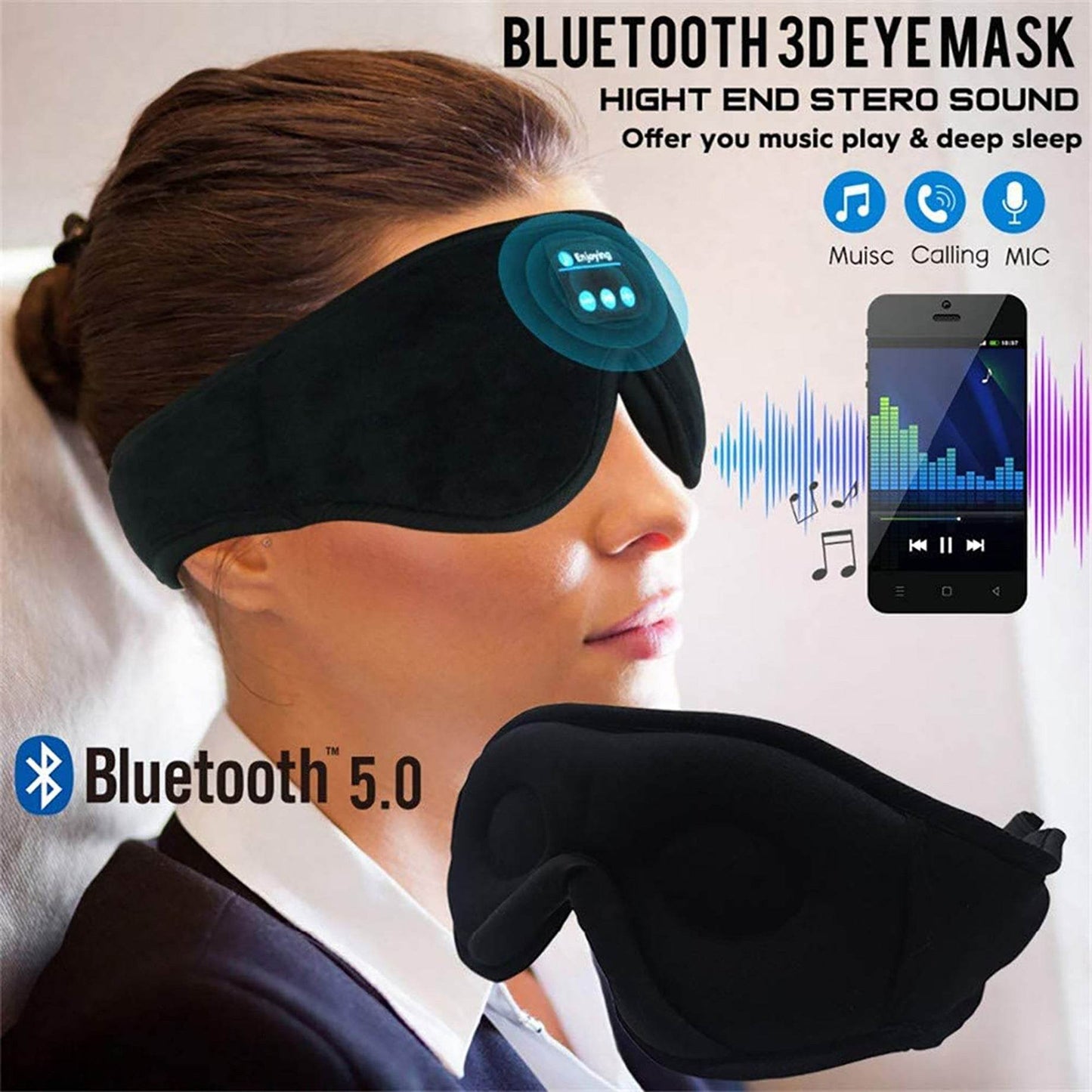 Wireless Call Stereo Music Blackout Sleep Eye Mask - Holy Mango Store