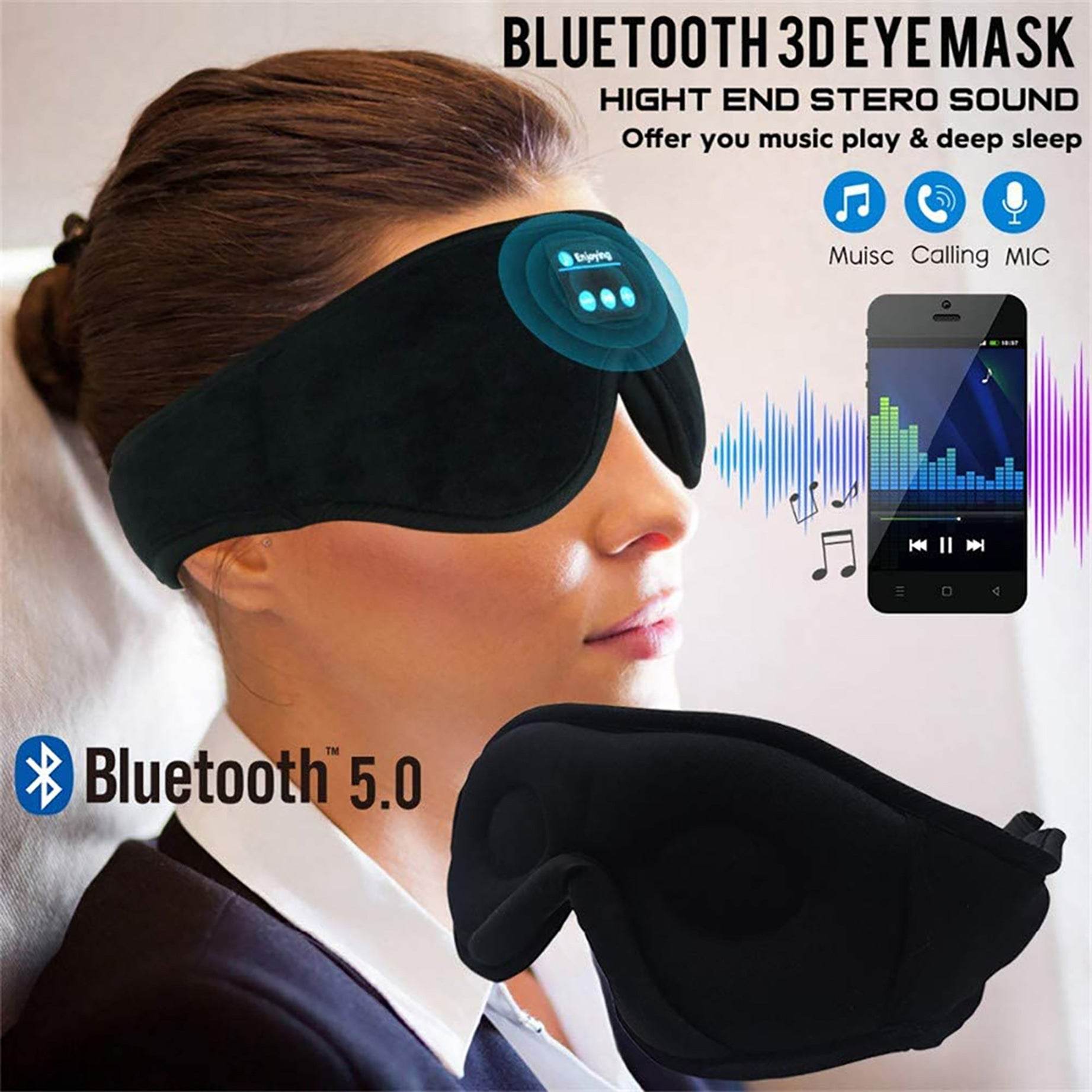 Wireless Call Stereo Music Blackout Sleep Eye Mask - Holy Mango Store