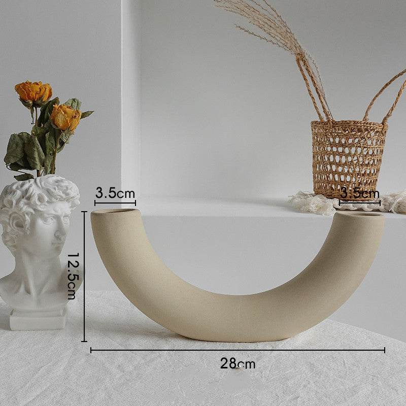 Simplicity Ceramic Vase Dry Flower Arrangement Home Decoration Ornament Living Room Display Art Vases - Holy Mango Store