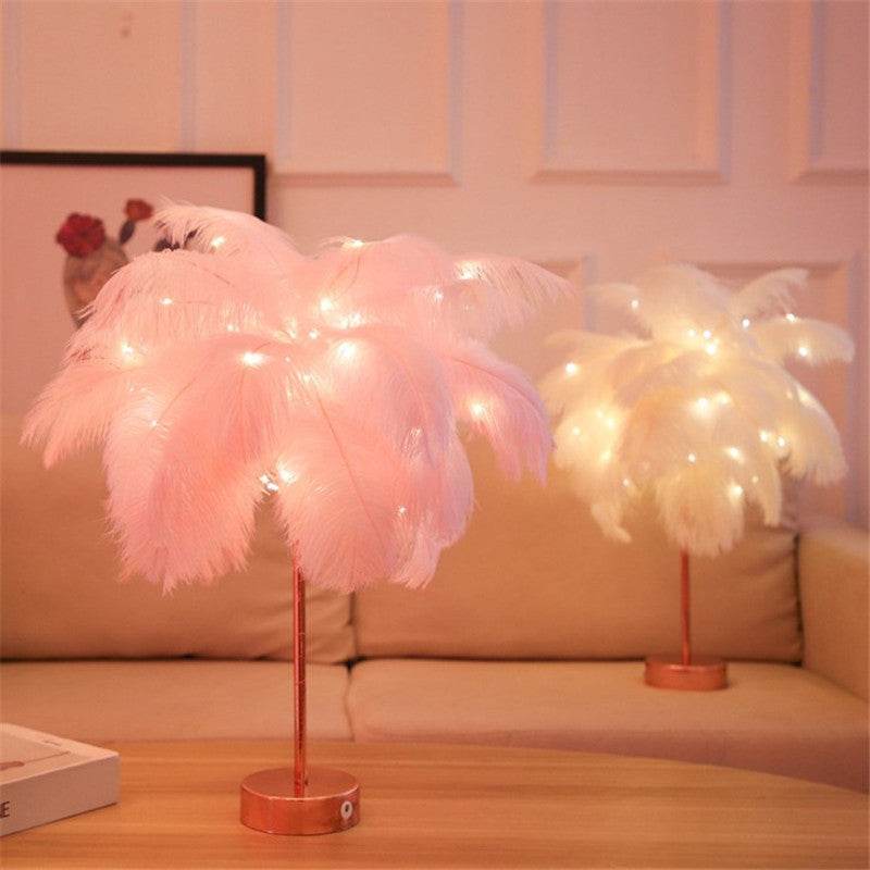 Remote Control Feather Table Lamp USB Battery Power - Holy Mango Store