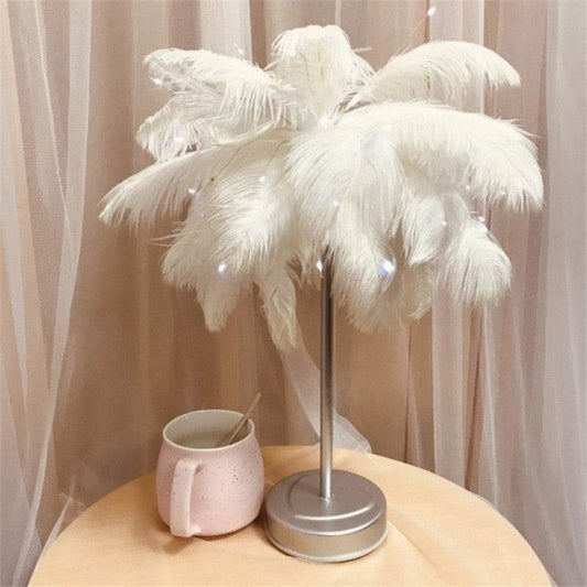 Remote Control Feather Table Lamp USB Battery Power - Holy Mango Store