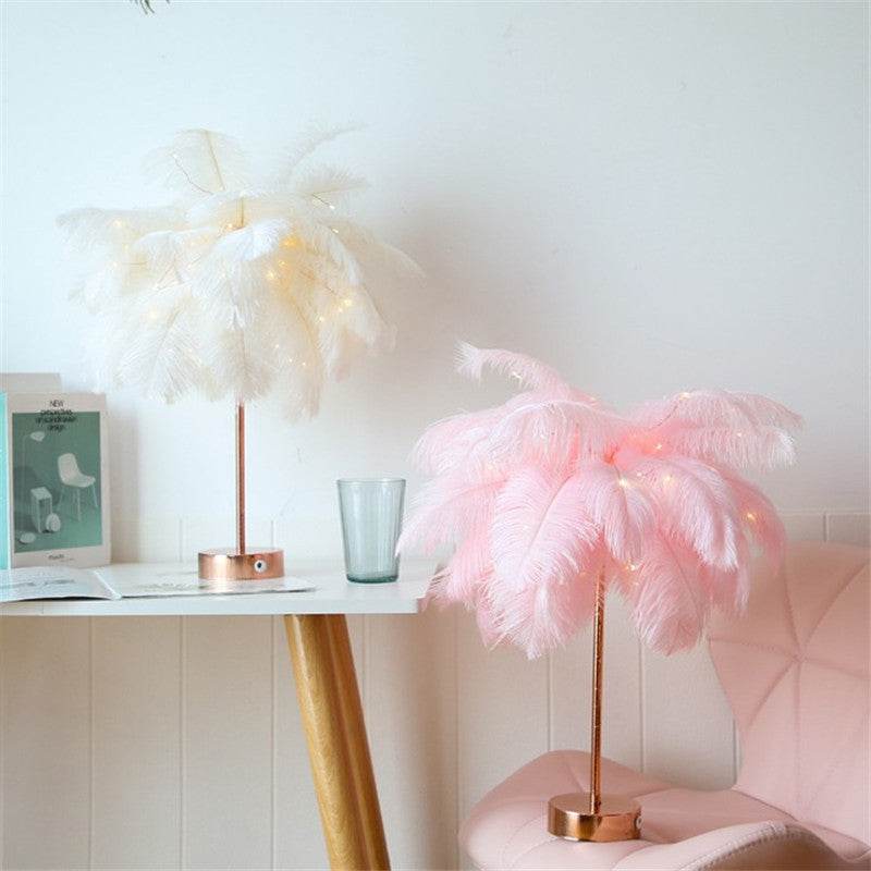 Remote Control Feather Table Lamp USB Battery Power - Holy Mango Store