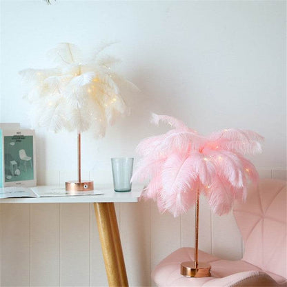 Remote Control Feather Table Lamp USB Battery Power - Holy Mango Store