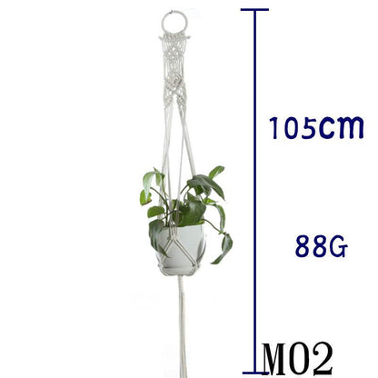 Flower Pot Net Bag Beige Cotton Rope Indoor Plant Hanger Hanging Basket Sling - Holy Mango Store