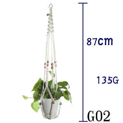 Flower Pot Net Bag Beige Cotton Rope Indoor Plant Hanger Hanging Basket Sling - Holy Mango Store