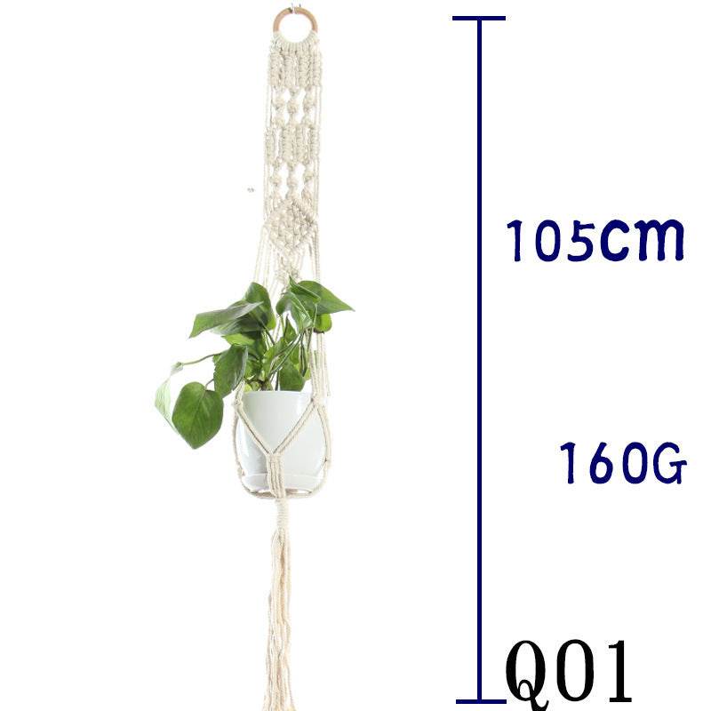 Flower Pot Net Bag Beige Cotton Rope Indoor Plant Hanger Hanging Basket Sling - Holy Mango Store