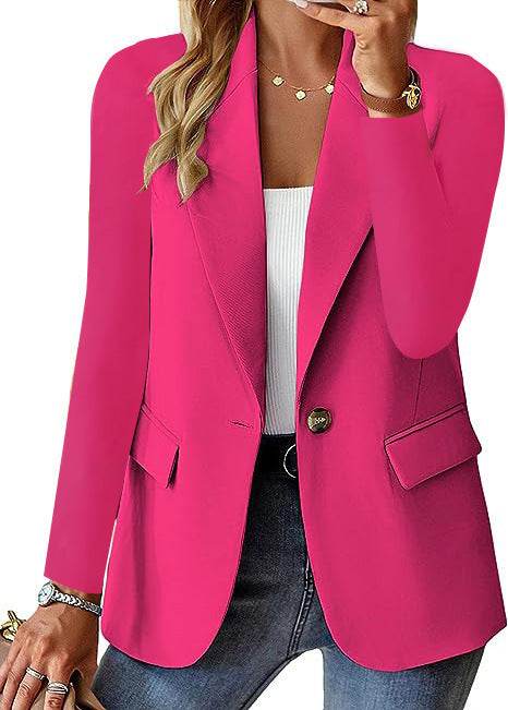 Polyester Autumn Long Sleeve Solid Color Cardigan Small Suit Jacket For Women - Holy Mango Store