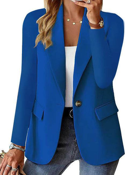 Polyester Autumn Long Sleeve Solid Color Cardigan Small Suit Jacket For Women - Holy Mango Store