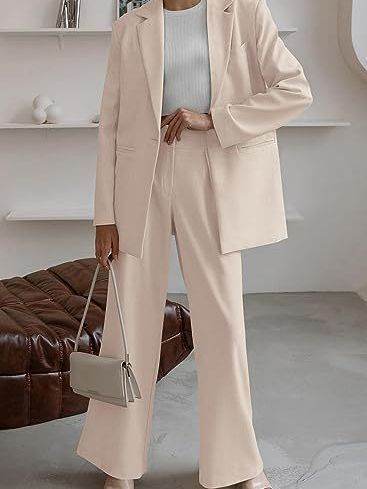 Women's Fashion Casual Solid Color Coat Trousers Suit - Holy Mango Store