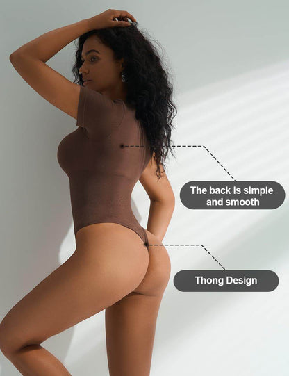 European And American Square-neck Cinched Corset Close-fitting Seamless Short Sleeve T-back - Holy Mango Store
