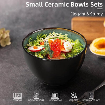 Creative Western Food Kiln Change Peacock Green Bowl 24oz Bowl Set Of 4 For Cereal, Salad, Pasta, Soup, Dessert, Serving Dishwasher, Microwave And Oven - Holy Mango Store