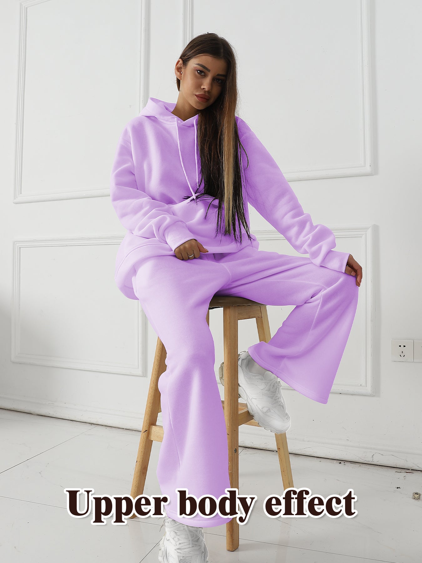 Women’s Solid Color Long Sleeve Sweatshirt Set – Cozy Casual Style