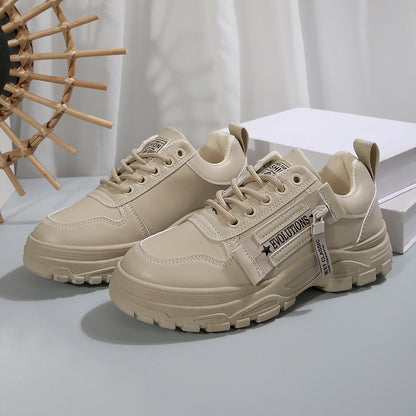 Stylish Women’s Sneakers – Lace-Up & Side Zipper | Trendy Thick-Soled Shoes