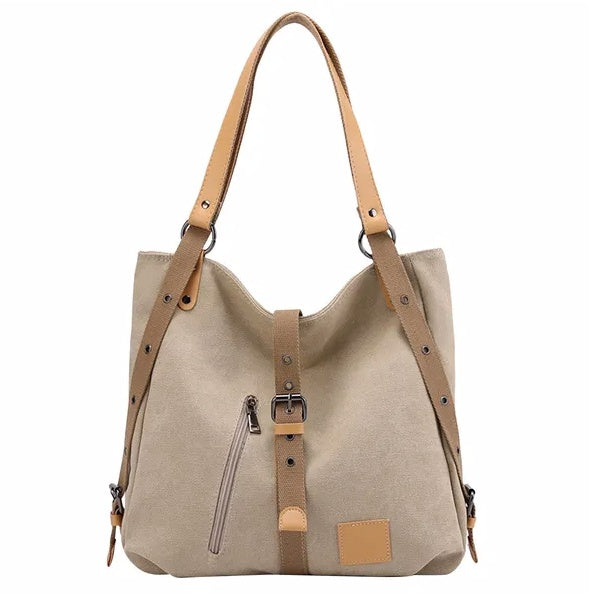Convertible Canvas Tote Backpack – Multi-Functional Women’s Bag