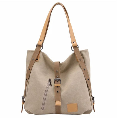 Convertible Canvas Tote Backpack – Multi-Functional Women’s Bag