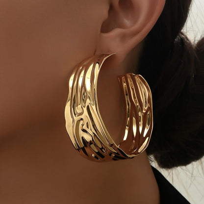 Bold Gold Hoop Earrings – Textured & Lightweight Glam