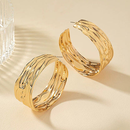 Bold Gold Hoop Earrings – Textured & Lightweight Glam