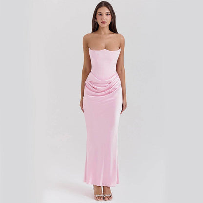 Slim Tube Top Long Dress Sexy Fashion Bandeau Backless Party Evening Dresses For Women Clothing - Holy Mango Store