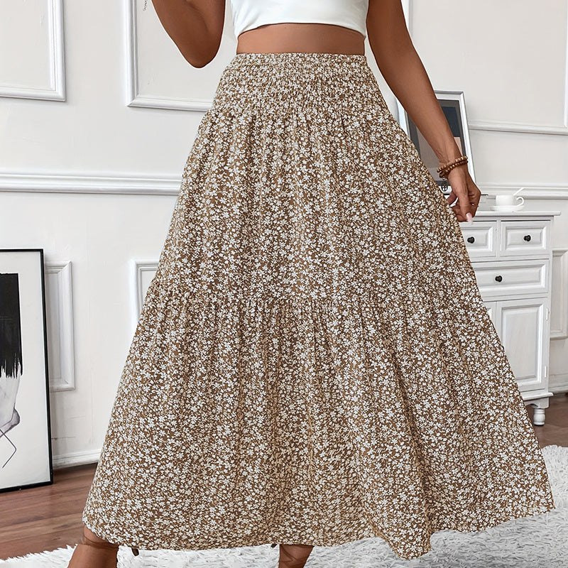 Boho Bloom Maxi Skirt – Floral A-Line With Elastic Waist