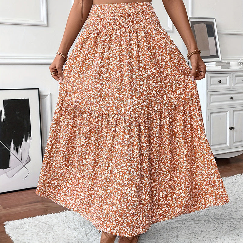Boho Bloom Maxi Skirt – Floral A-Line With Elastic Waist