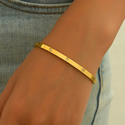Gold Slim Cuff Bracelet – 18K Plated Minimalist Style