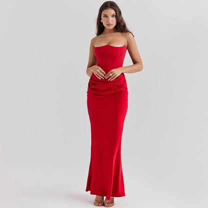 Slim Tube Top Long Dress Sexy Fashion Bandeau Backless Party Evening Dresses For Women Clothing - Holy Mango Store