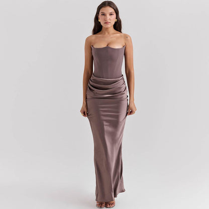 Slim Tube Top Long Dress Sexy Fashion Bandeau Backless Party Evening Dresses For Women Clothing - Holy Mango Store