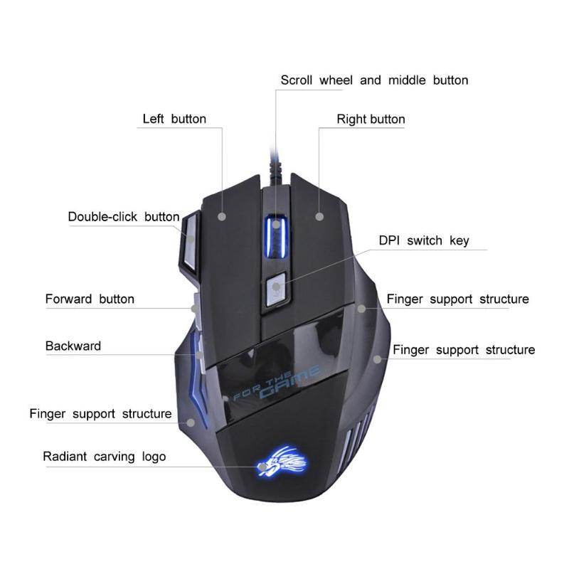 Wired Gaming Mouse 5500DPI 7-Color LED Backlight Optical Mouse Gamer USB 7 Buttons PC Gamer Computer Laptop Desktop Mice - Holy Mango Store