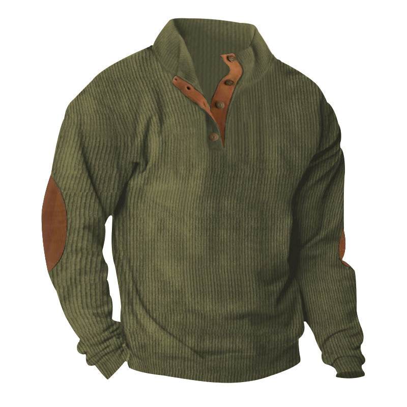 Corduroy Casual Stand Collar Long-sleeved Sweater - Holy Mango Store