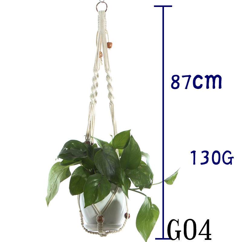 Flower Pot Net Bag Beige Cotton Rope Indoor Plant Hanger Hanging Basket Sling - Holy Mango Store
