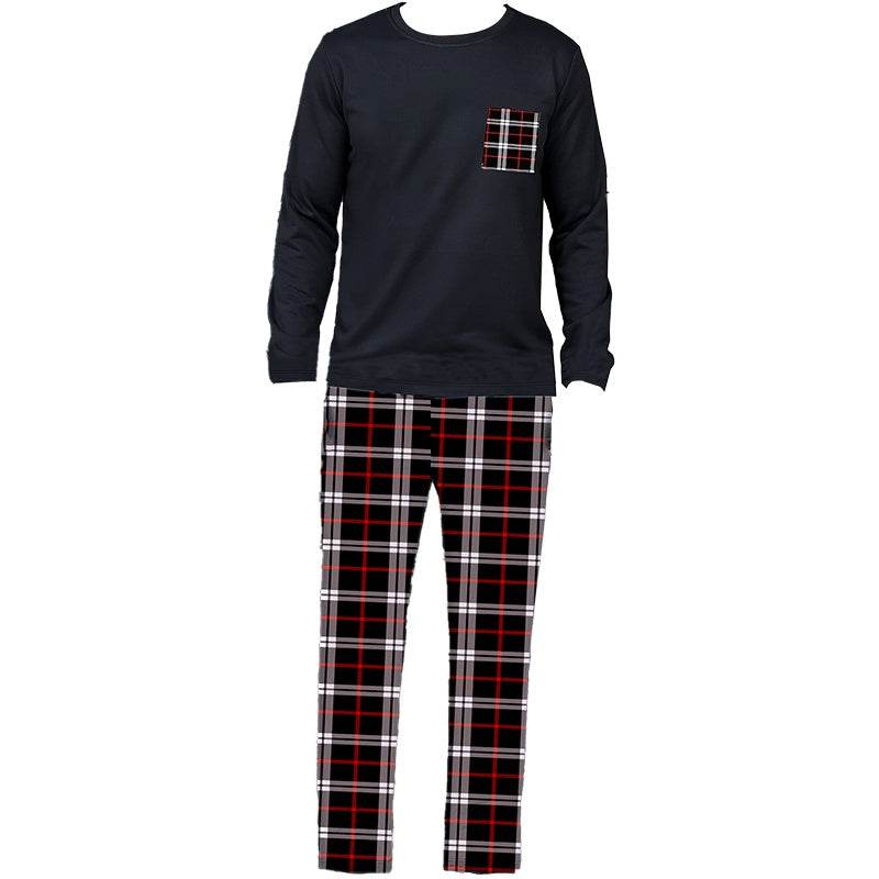 Ice Silk Long Sleeve Long Pants Men's Pajama Set - Holy Mango Store
