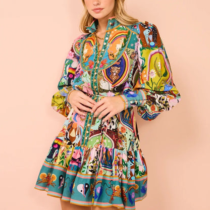 Animal Print Cardigan Shirt Dress