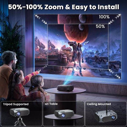 Projector With 5G WiFi And Bluetooth, Native 1080P, Supports 4K, Suitable For Mobile Phones,PCs,TV Sticks,PS5 - Holy Mango Store