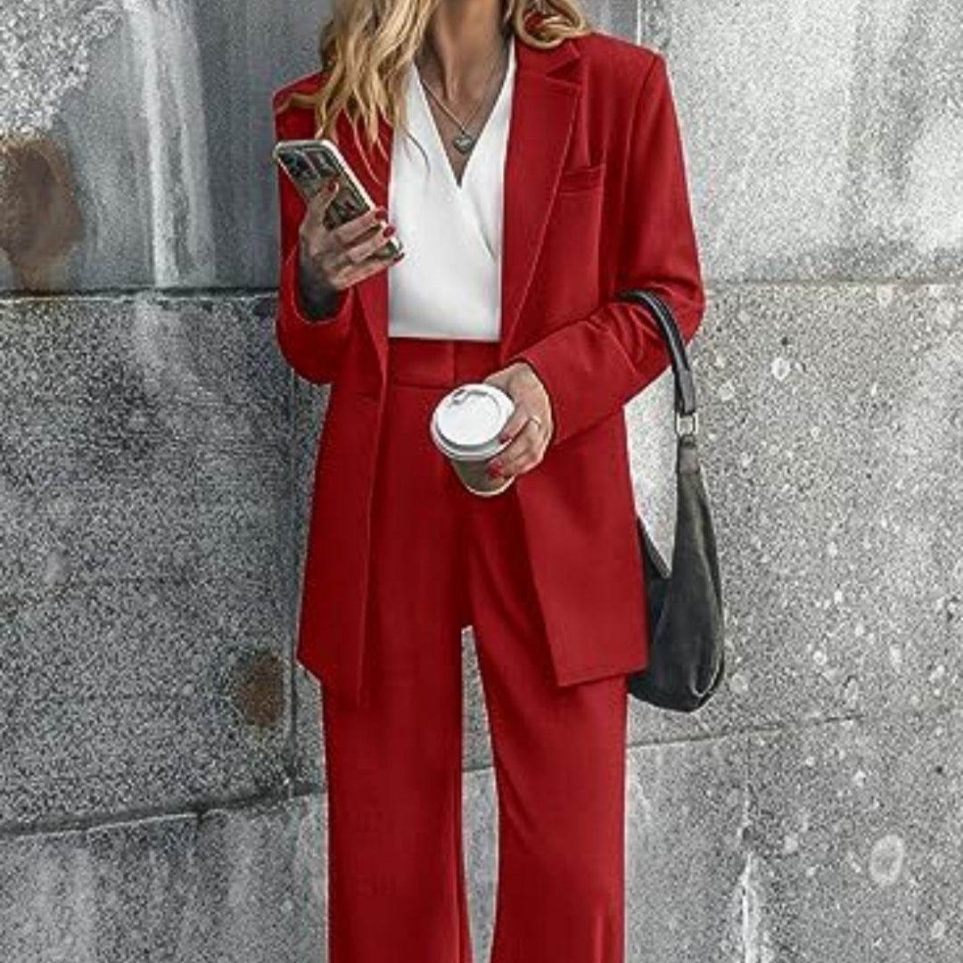 Women's Fashion Casual Solid Color Coat Trousers Suit - Holy Mango Store