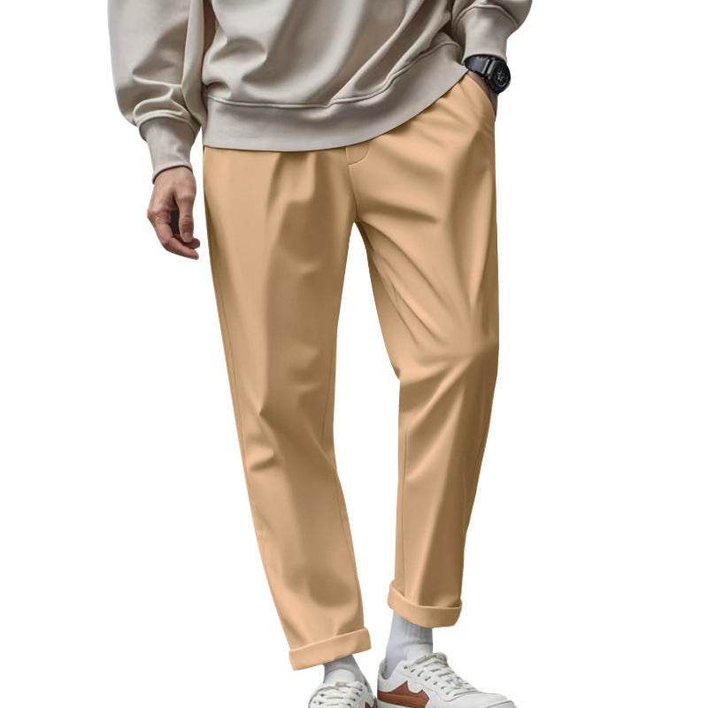 Men's Loose Comfortable Quick-drying Waist-tied Casual Business Pure Color Trousers - Holy Mango Store