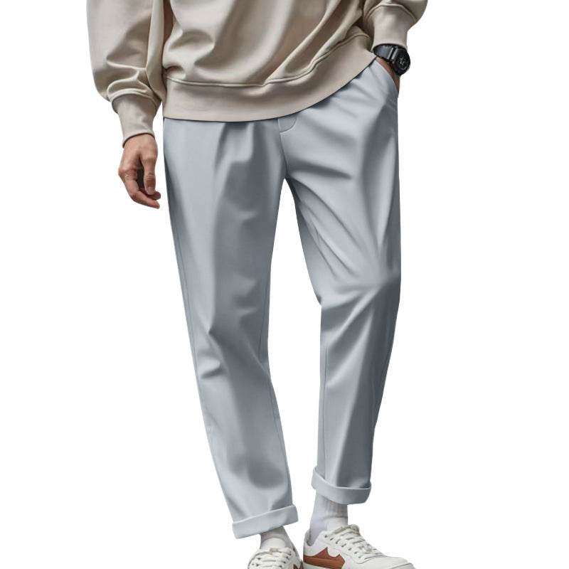 Men's Loose Comfortable Quick-drying Waist-tied Casual Business Pure Color Trousers - Holy Mango Store