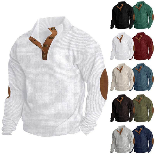 Corduroy Casual Stand Collar Long-sleeved Sweater - Holy Mango Store