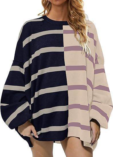 Striped Knitted Long-sleeved Sweater For Women - Holy Mango Store