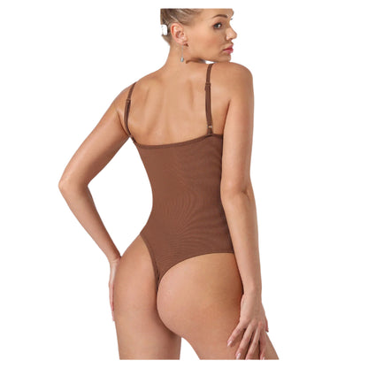 Women's Solid Color Ribbed Bodysuit – Adjustable Strap
