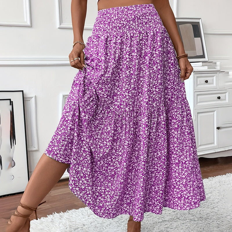 Boho Bloom Maxi Skirt – Floral A-Line With Elastic Waist