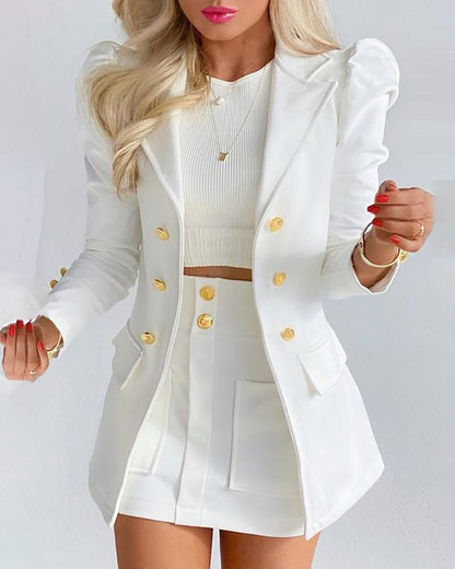 Women’s Casual Skirt Suit – Blazer & Mini Skirt