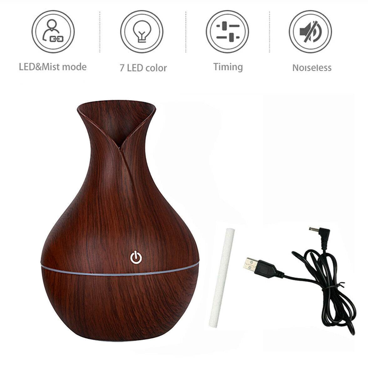 LED Ultrasonic Aroma Humidifier Essential Oil Diffuser Aromatherapy Air Purifier Home Small Incense Burner Holder Candle Yoga Fragrance Indoor Vase Shaped Aroma Burner Smoke Fountain Living Room Decor - Holy Mango Store