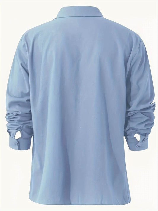 New Solid Color Long Sleeve Shirt Casual Stand Collar Shirt For Men - Holy Mango Store